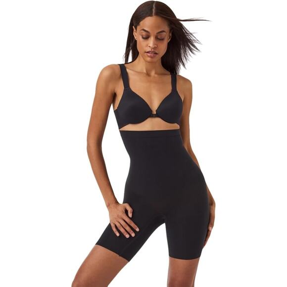 SOLD....SPANX sculpt Seamless Power High-Waisted Mid-Thigh Short, Medium, Black - Picture 1 of 5